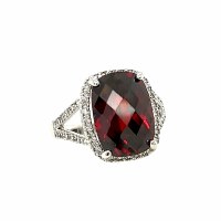 Size 5 Large Red Rectangle Cubic Zirconia Sterling Silver Plated Ring