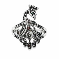 Size 5 Sterling Silver Plated Peacock Ring