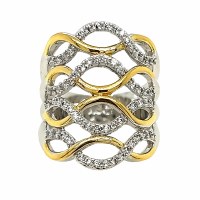 Size 5 Cubic Zirconia Weave Gold Sterling Silver Plated Ring