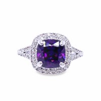 Size 5 Square Purple Cubic Zirconia Sterling Silver Plated Ring