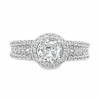 Size 5 Small Round Cubic Zirconia With Cubic Zirconia Sides Sterling Silver Plated Ring