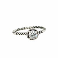 Size 5 Round Cubic Zirconia Coil Sterling Silver Plated Ring