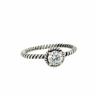 Size 9 Round Cubic Zirconia Coil Sterling Silver Plated Ring
