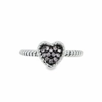 Size 5 Pink Heart Shaped Cubic Zirconia Sterling Silver Plated Ring