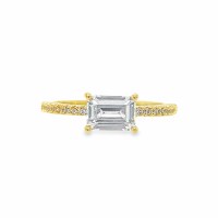 Size 5 Medium Rectangle Cubic Zirconia Gold Sterling Silver Plated Ring