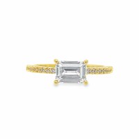 Size 9 Medium Rectangle Cubic Zirconia Gold Sterling Silver Plated Ring