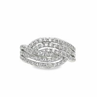 Size 5 Six Cubic Zirconia Lines Sterling Silver Plated Ring