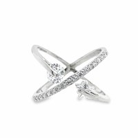 Size 5 Two Spin Cubic Zirconia Sterling Silver Plated Ring