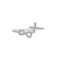Size 5 Infinity and Cross Shaped Cubic Zirconia Sterling Silver Plated Ring