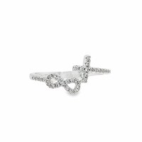 Size 8 Infinity and Cross Shaped Cubic Zirconia Sterling Silver Plated Ring