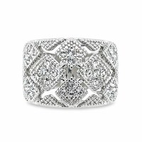 Size 6 Plaid Cubic Zirconia Sterling Silver Plated Ring