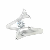Size 8 Sterling Silver Plated Dolphin Ring