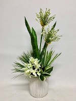 29" Faux Agapanthus In Ripple Vase