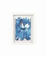 16" x 12" Waterlily On Blue Framed Canvas