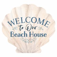 5.5" Welcome To Our Beach House Shell Plaque