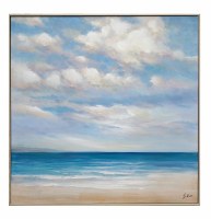 40" Square Blue Water Beach Framed Canvas