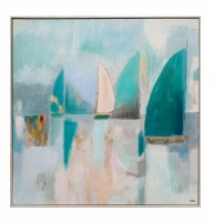 40" Square Coastal Sail 1 Framed Canvas