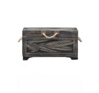 12" x 32" Black Wooden Trunk With Leaf Design