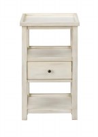 16" Distressed White Finish 1 Drawer, 2 Shelf End Table