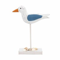 8" Blue and White Seabird With Shells At Feet