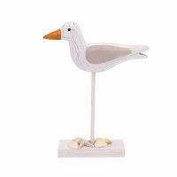 8" Taupe and White Seabird With Shells At Feet