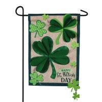 12" x 18" 3D Shamrocks Garden Flag