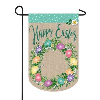 12" x 18" Happy Easter Egg Wreath Garden Flag