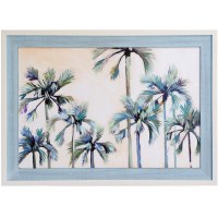 30" x 42" Blue and Gray Palms Gel Framed Print