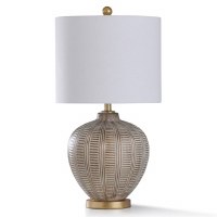 29" Light Brown and Gold Tribal Ceramic Table Lamp
