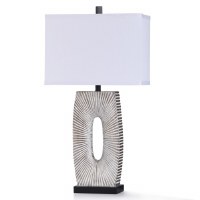 33" Silver Lines With Hole In Center Table Lamp