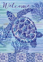 12" x 18" Mini Blue Sea Turtle Welcome Garden Flag