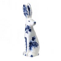 9" Blue and White Designed Rabbit Facing The Side