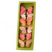 Box of 6 3" Coral Faux Butterflies