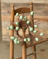 3.5" Faux Aqua Egg and Twig Candle Ring