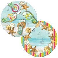 13.5" Round Multicolor Flip Flops Reversible Placemat