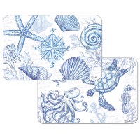 11" x 17" Blue and White Shells Reversible Placemat