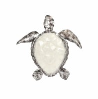 Large Gray and White Capiz Turtle Plaque