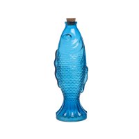 10" Blue Glass Fish Bottle