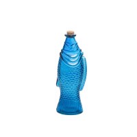 9" Blue Glass Fish Bottle