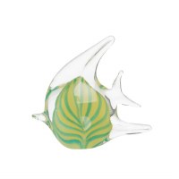 5" Yellow, Green and Clear Glass Fish