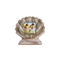 3" x 3" Green and Whitewashed Wood Scallop Picture Frame