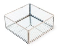 5.5' Square Silver and Glass Beverage Napkin Holder