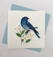 6" Square Quilling Bluebird With Flowers Card