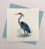 6" Square Quilling Blue Heron Card