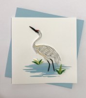 6" Square Quilling White Crane Card