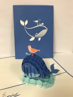 6" Square Pop Up Whale and Bird Card