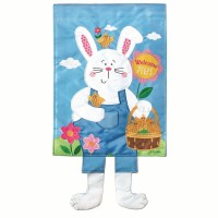 18" x 13" Mini Bunny With Dangle Legs Garden Flag