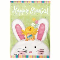 18" x 13" Mini Happy Easter Bunny and Chick Garden Flag