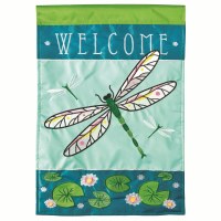 18" x 13" Mini Welcome Dragonfly Garden Flag