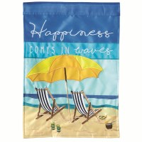 18" x 13" Mini Happiness Comes In Waves Beach Scene Garden Flag